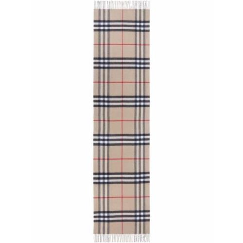 Beige Check Cashmere Tørklæde