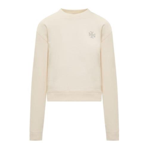 Beige Rhinestone Logo Sweatshirt