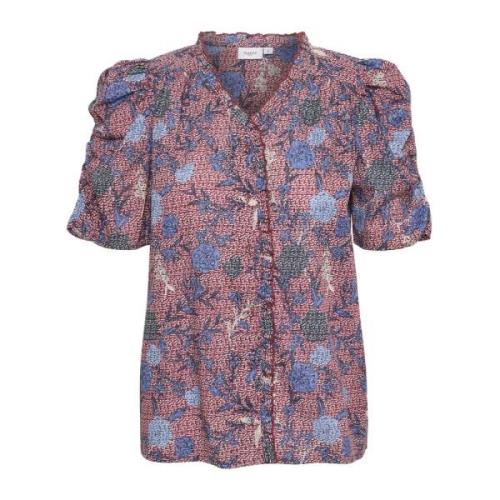 Bluse med Botanisk Print