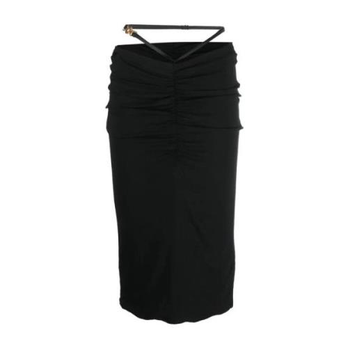 Sort Georgette Midi Nederdel med Medusa Hardware