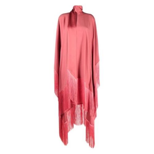 Lyserød Peony Crepe Kaftan med Frynsekant