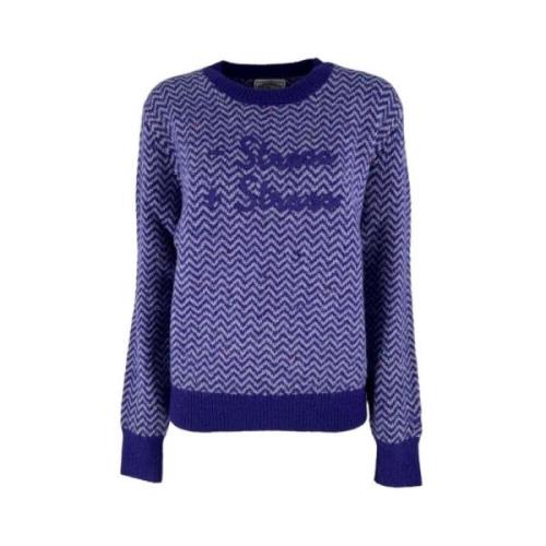 Lilla Spotted Sweater med Tekst - Stress + Rhinestones