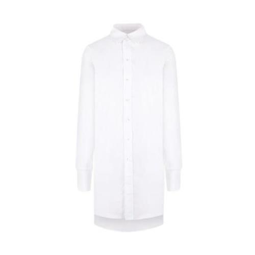 Hvid Bomuld Poplin Langærmet Skjorte