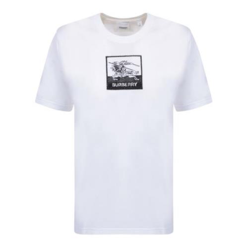 Hvid Rundhals T-Shirt med Broderet Logo