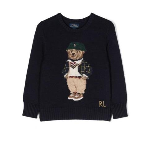 Blå Polo Bear Striktrøje