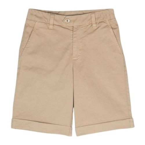 Beige Kids Bermuda Shorts med Frontknap Lukning