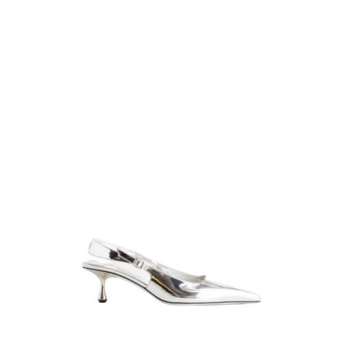 Sølv Patentlæder Amen Slingback Pumps