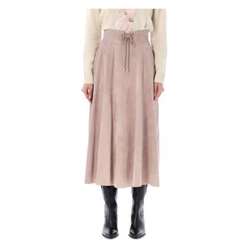 Mauve Suede Midi Nederdel