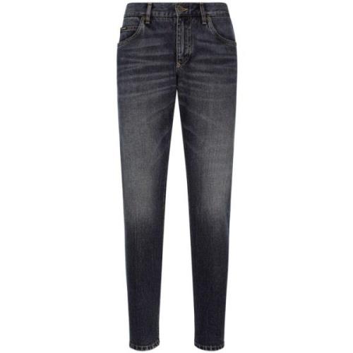 Sorte Regular Fit Jeans med Fem Lommer