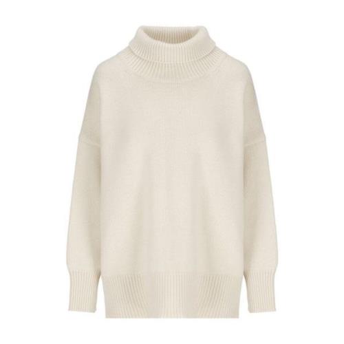 Hvid Cashmere Sweater med Høj Hals