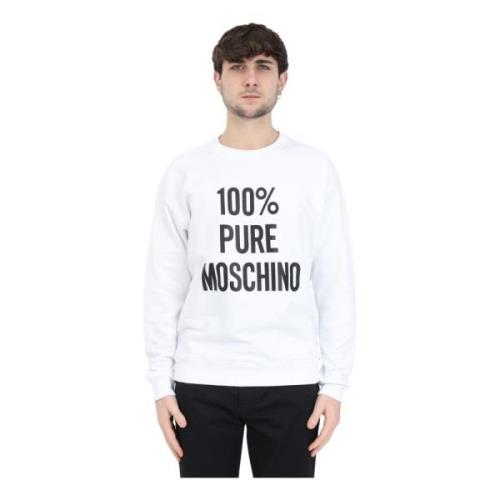 Ren bomuld hvid sweater med sort logo print