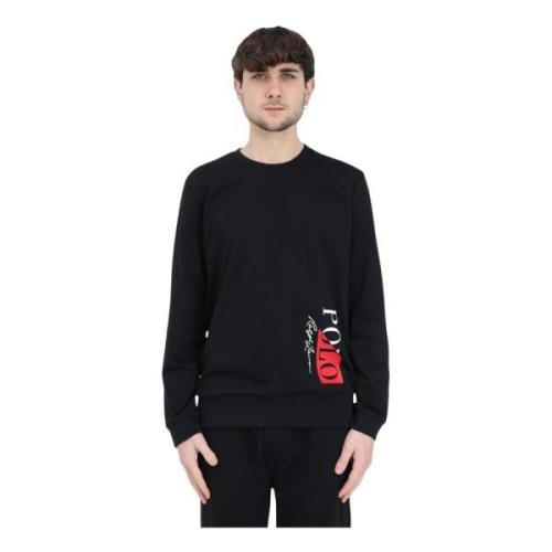 Sort Crewneck Sweater med Rød Logo