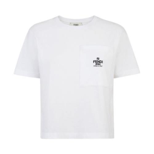 Hvid kortærmet T-shirt med broderet logo