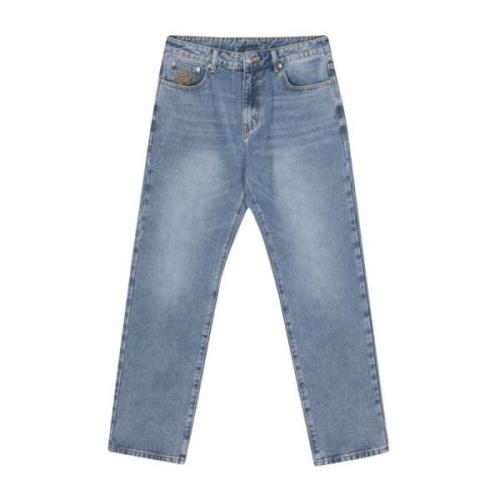 Denim Jeans med Diamond Dollar Broderi