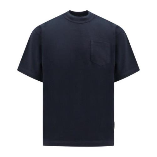 Blå Crew-neck T-shirt med Brystlomme