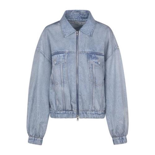 Printet Denim Bomber Jakke