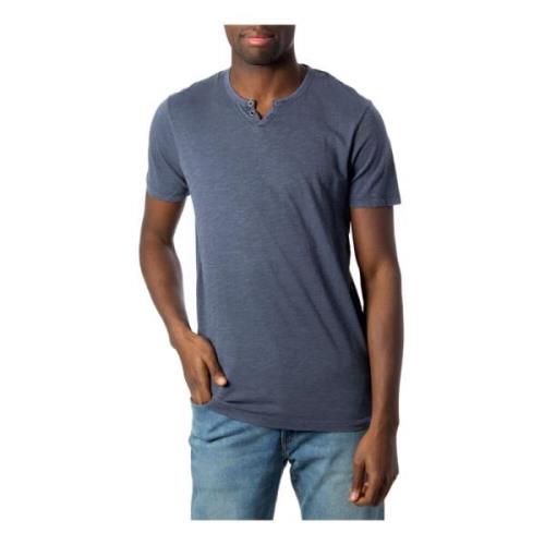 Blå Marl Bomuld T-Shirt