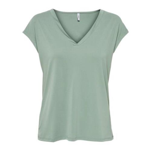 Grøn V-hals T-shirt til kvinder