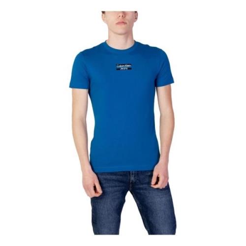 Blå ensfarvet T-shirt til mænd