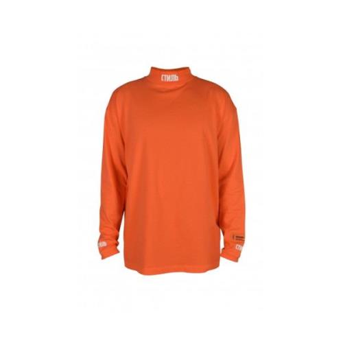 Orange Bomuld T-shirt med Brand Patch