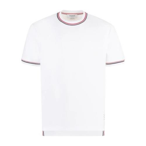 Hvid Bomuld T-Shirt med Ribkanter