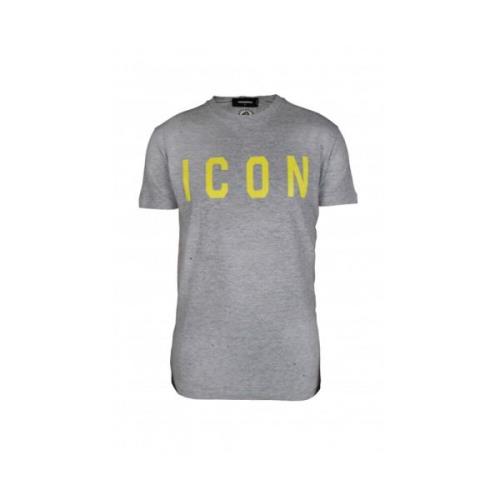 Grå Bomuld T-shirt med ICON Logo