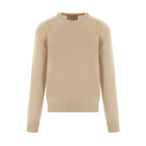 Beige Logo Broderet Sweater