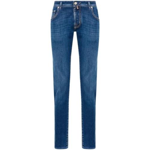 Blå Stretch-Bomuld Denim Jeans