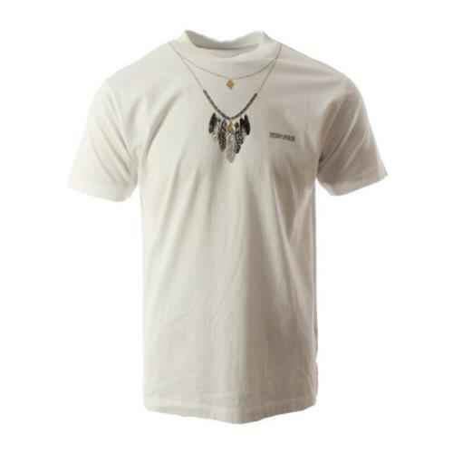 Hvid T-shirt med Fjerhalskæde til Mænd