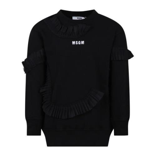 Sort Bomuld Maxi Sweatshirt med Ruffles
