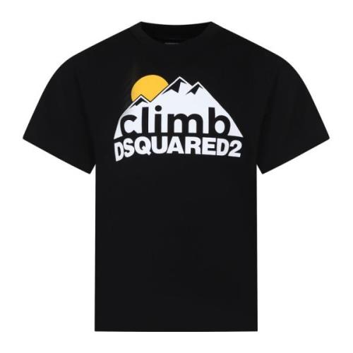 Sort Bomuld T-Shirt med Logo Print