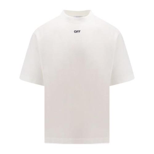 Hvid Crew-neck T-shirt med Bagpil Logo