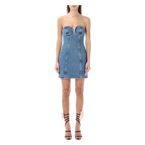 Blå Denim Bustier Mini Kjole