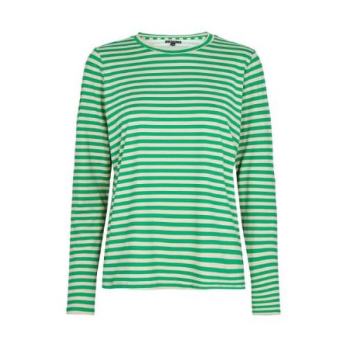 Stribet Langærmet T-shirt - Mørk Sand Grøn
