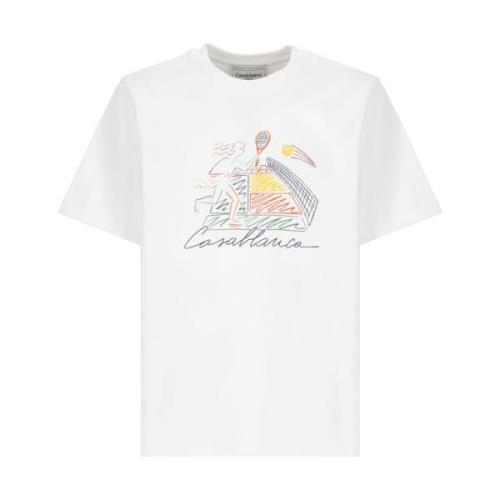 Hvid Herre T-shirt med Logo Print