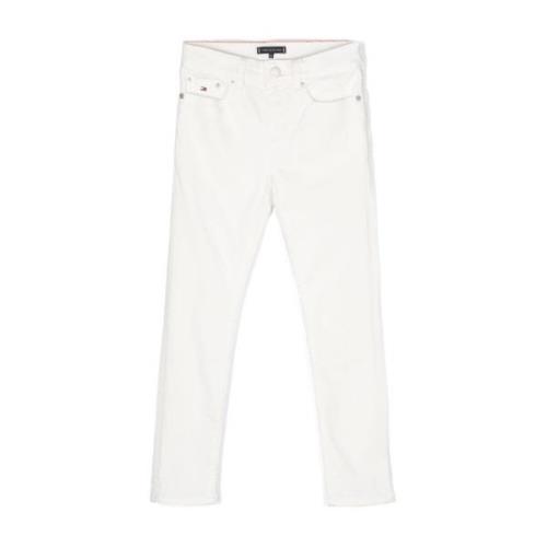 Hvide Slim Fit Jeans med Broderet Logo