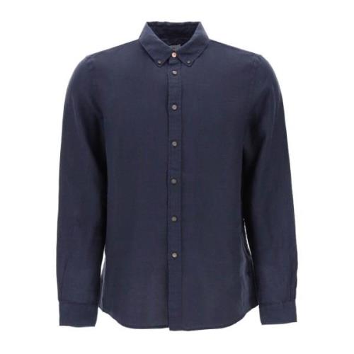 Klassisk Fit Linned Skjorte med Button-Down Krave