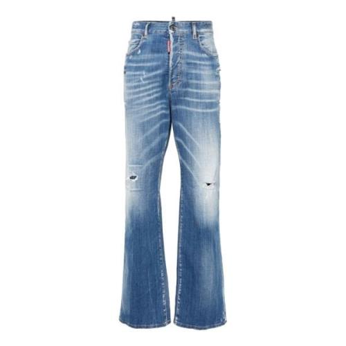 Blå Slidte Jeans