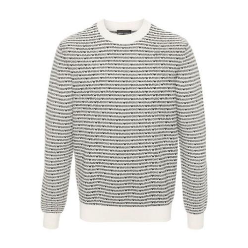 Beige Sweaters med Intarsia-Strik Logo
