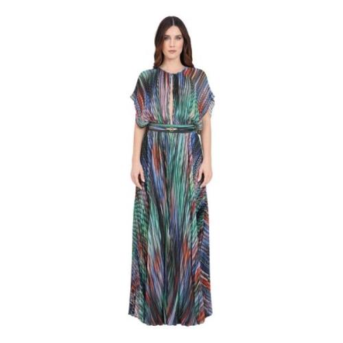 Multifarvet Georgette Lurex Maxi Kjole