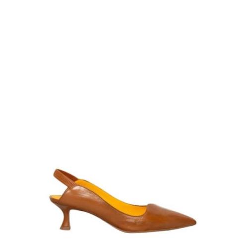 Læder Slingback Sandal - Karamel