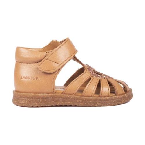 Angulus - Begyndersandal Med Hjerte Og Velcro, 0572-302 - Almond / Map...