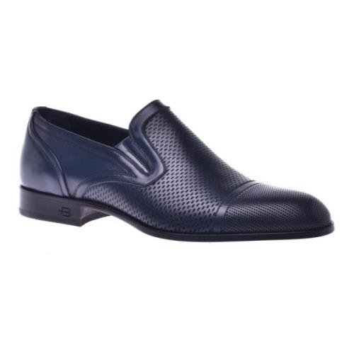 Loafer in dark blue perforated calfskin