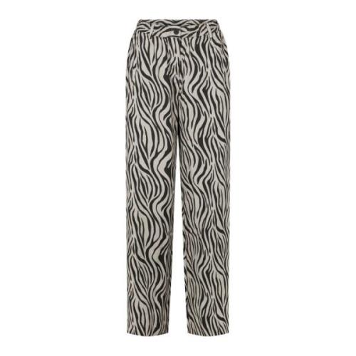 Laurie Hilde Loose Ml Trousers Loose 100836 25010 Grey Sand Print