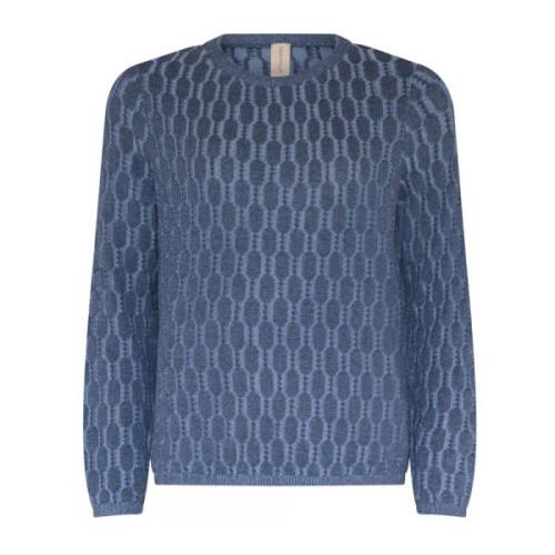 Indigo Cable Stitch O-Neck Pullover