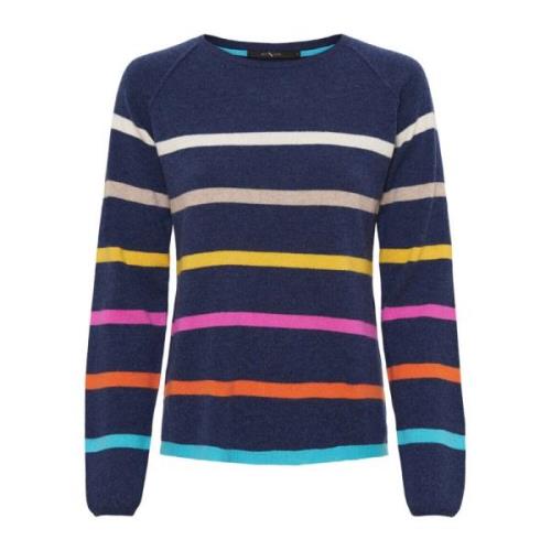 Cashmere Strikket Pullover Midnatsblå Melange