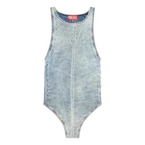 Tank bodysuit i indigo bomuldstrikk