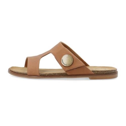 Cognac Læder Slide Sandal