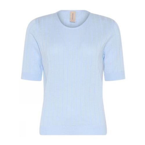 Skovhuus Ribknit O-Neck T-Shirt Toppe T-Shirts 3066 Pale Blue