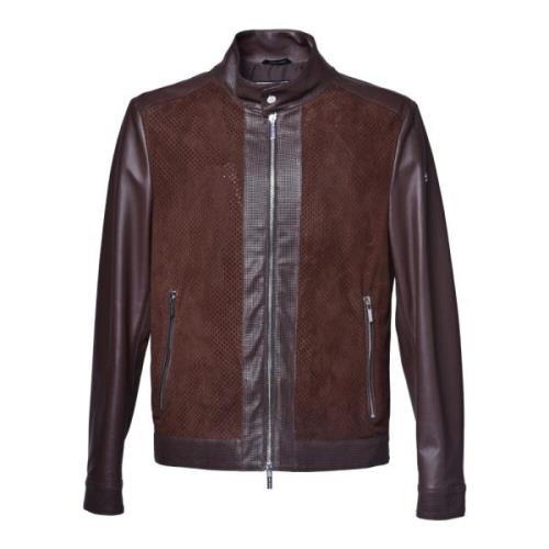 Jacket in dark brown nappa and suede